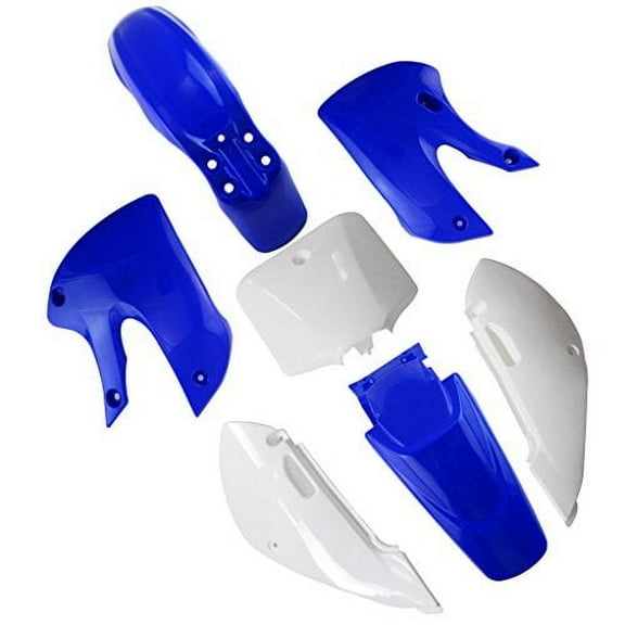 Lumix GC Blue White Plastic Fairing Fender Kit For Kawasaki KLX110 ( 2002 - 2008 ) KX65 ( 2000 - 2008 ) Dirt Bikes