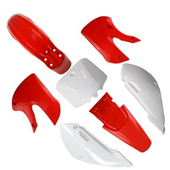 Lumix GC Red White Plastic Fairing Fender Kit For Kawasaki KLX110 ( 2002 - 2008 ) KX65 ( 2000 - 2008 ) Dirt Bikes