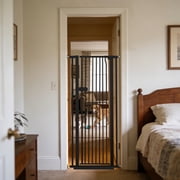 Lumizone Extra Tall Cat Gate 55.12" High Pressure Mounted Black 26.18"-29.91" Extra Wide 2025 New 10 Sizes 1.37" Gap No Drilling Auto-Close One-Handed Operation Tall Pet Gate for Dogs