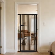 Lumizone Extra Tall Cat Gate 55.12" High Pressure Mounted Black 29.92"-34.24" Extra Wide 2025 New 10 Sizes 1.37" Gap No Drilling Auto-Close One-Handed Operation Tall Pet Gate for Dogs