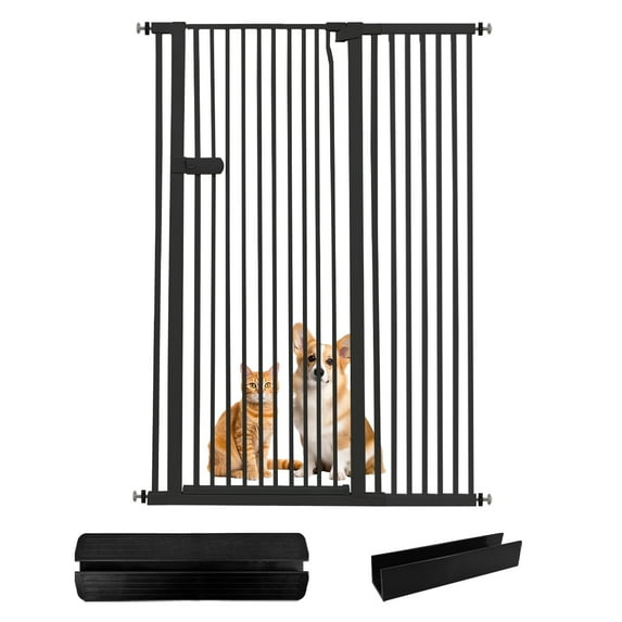 Lumizone Extra Tall Cat Gate 55.12" High Pressure Mounted Black 42.52"-46.64" Extra Wide 2025 New (10 Sizes) 1.37" Gap No Drilling Auto-Close One-Handed Operation Tall Pet Gate for Dogs