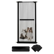 Lumizone Extra Tall Pet Gate 61.02" High Pressure Mounted 30.12"-34.05" Extra Wide 1.37" Gap for Cat Dog Children Stairs Doorway Hallway No Drilling Auto-Close (30.12"-34.05", Black)