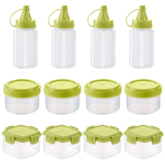 Lumkix 12Pcs Portable Spices Bottle Transparent Sauce Seasoning Box Mini Squeeze Bottles Kitchen Bbq Spice Jar With Lid