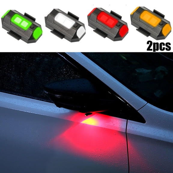 Lumkix 2 Pack USB Rechargeable LED Strobe Lights for Motorcycle Helmet Car, 4 Color Safety Warning Flashing Light, Waterproof Aluminum Alloy Tail Fog Lamp for Camping RV Boat