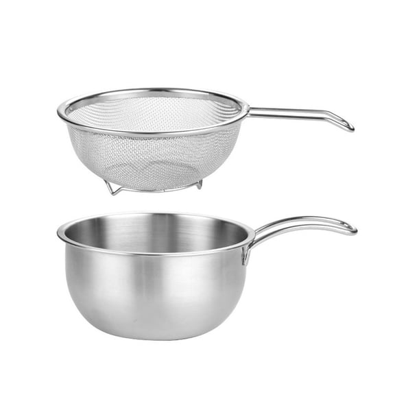 Lumkix 304 Stainless Steel Dual Layer Drain Container with Handle for Kitchen Rice