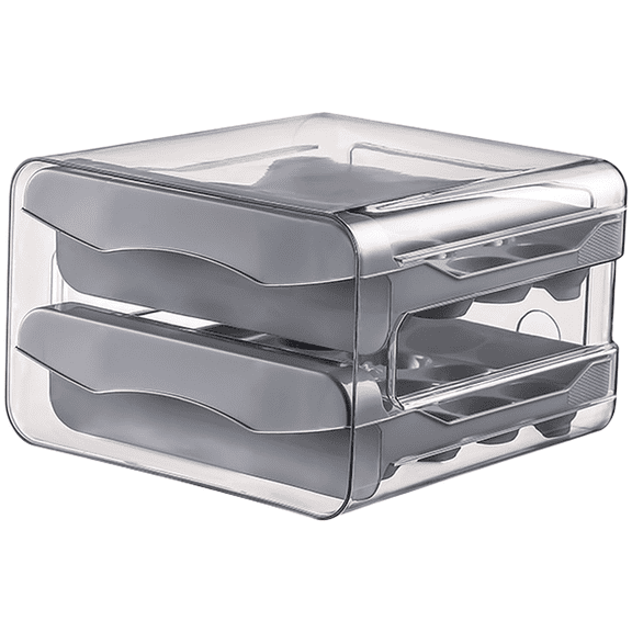 Lumkix Double Layer Drawer Style Egg Storage Box 32 Grids Stackable Refrigerator