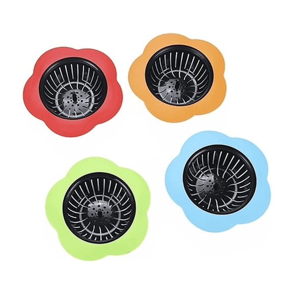 Lumkix Flower Shape Kitchen Sink Strainer Bath Shower Drain Filter 4 Color Set Plastic