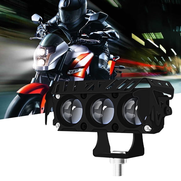 Lumkix LED Motorcycle Spotlight Auxiliary Headlight, 12V Waterproof IP67 Front Fog Light with Dynamic Flashing Signal, Universal Fit for Bike Car Electric Vehicle