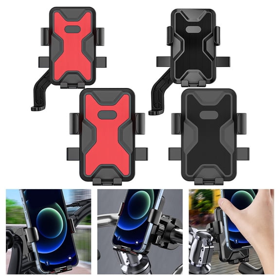 Lumkix Motorcycle Phone Holder with Auto Lock, 360 Rotating Bike Phone Mount for Handlebar and Mirror, Anti-Slip Cell Phone Bracket Black