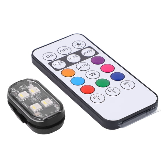 Lumkix RGB LED Motorcycle Strobe Light with 8 Colors, USB Rechargeable Wireless Tail Light for Car Drone Helicopter, 8 Modes including SOS and Flash