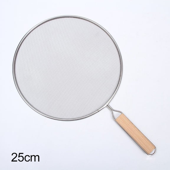 Lumkix Splatter Screen for Cooking Stainless Steel Mesh Heat Resistant Wooden Handle