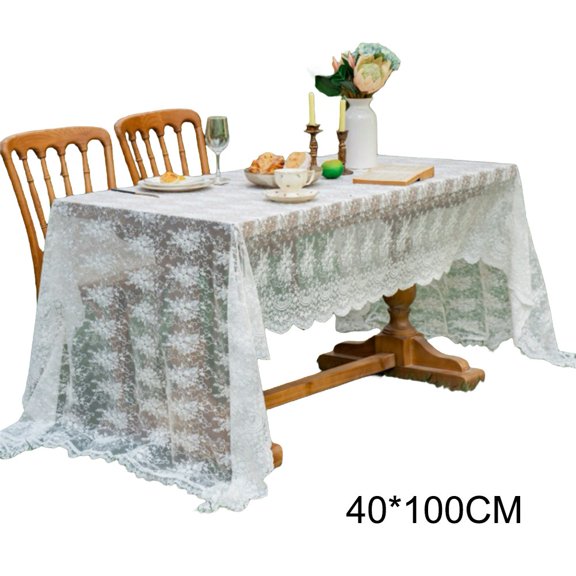 Lumkix White Lace Tablecloth with 3D Embroidery for Wedding Venues and Booth Set ups Elegant Decor