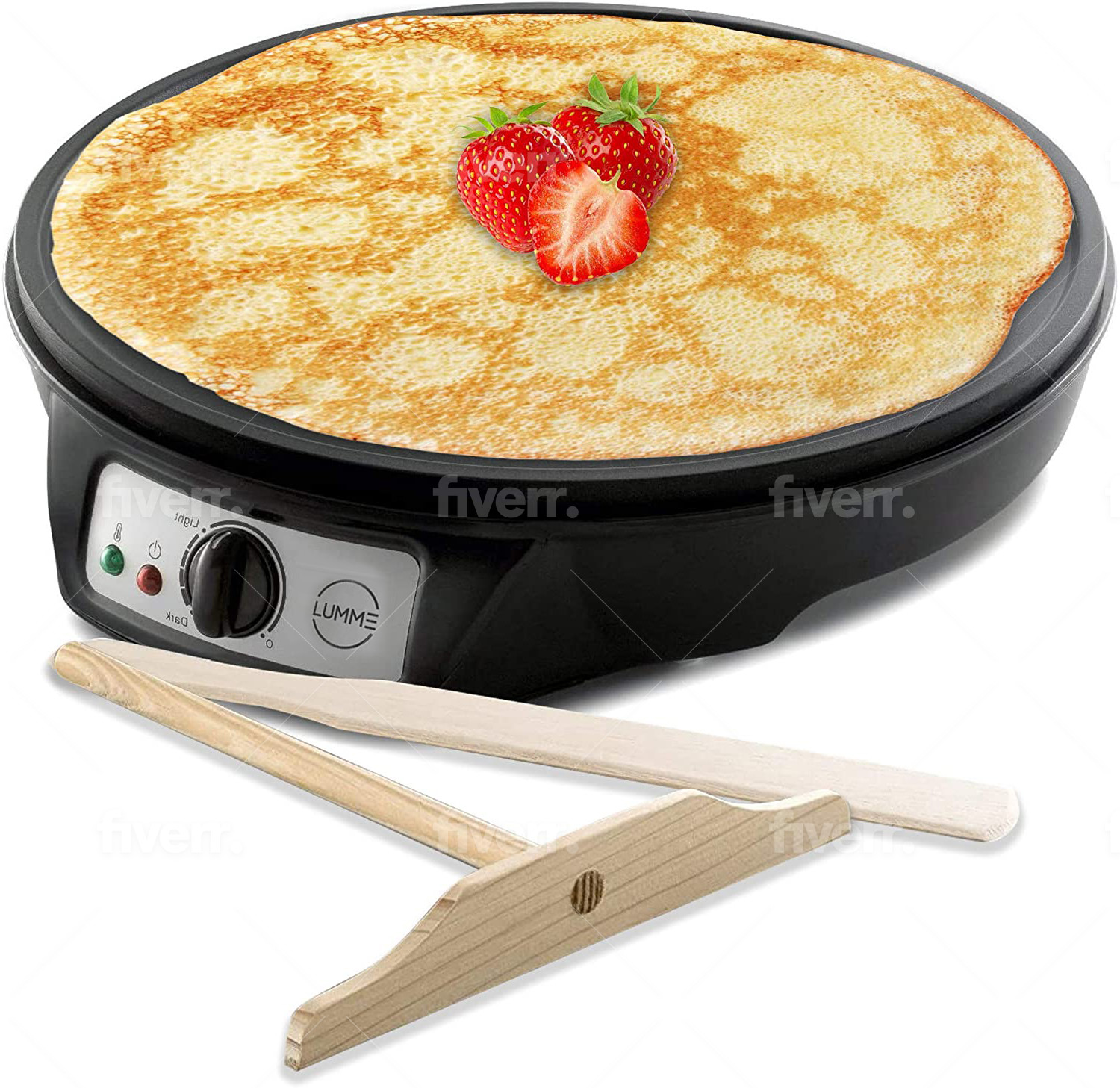 Lumme Crepe Maker Nonstick 12-inch Breakfast Griddle Hot Plate Cooktop  with Adjustable Temperature Control and LED Indicator Light, Includes  Wooden Spatula and Batter Spreader.