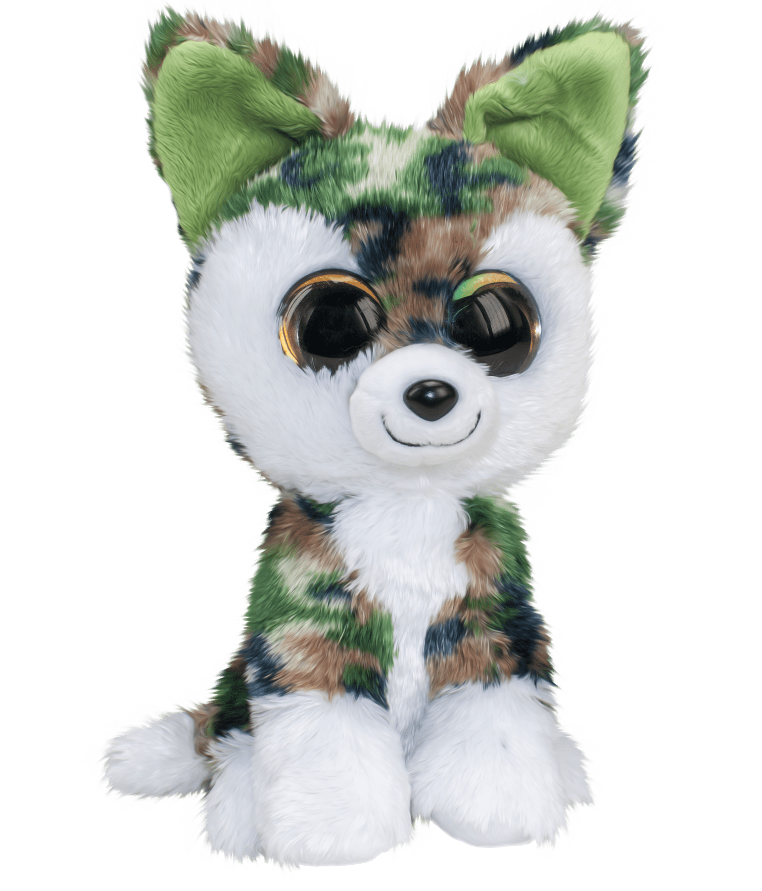 Lumo Big Wolf Woody Plush Stuffed Animal Doll- 9" tall | 5" wide | Camo Color | Happy, huggable, friendly, kind and cute | Play with your buddy on the app!