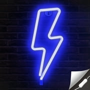 Lumoonosity Lightning Bolt Blue LED Neon Sign USB Powered for Wall Decor