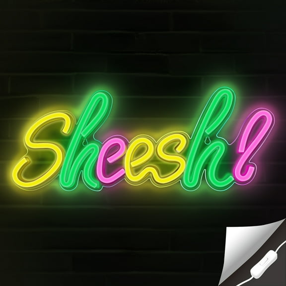 Lumoonosity Sheesh Neon Sign - Meme Sheesh Led Neon Lights for Gamers/Streamers/Influencers - Cool Sheesh Led Signs with On/Off Switch for Wall, Bedroom, Game Room Decor - 18.5 x 7.1-Inch