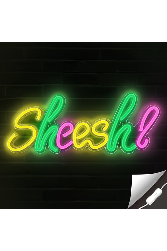 Sheesh Neon Sign - Meme Sheesh Led Neon Lights for Gamers/Streamers/Influencers - Cool Sheesh Led Signs with On/Off Switch for Wall, Bedroom, Game Room Decor - 18.5 x 7.1-Inch