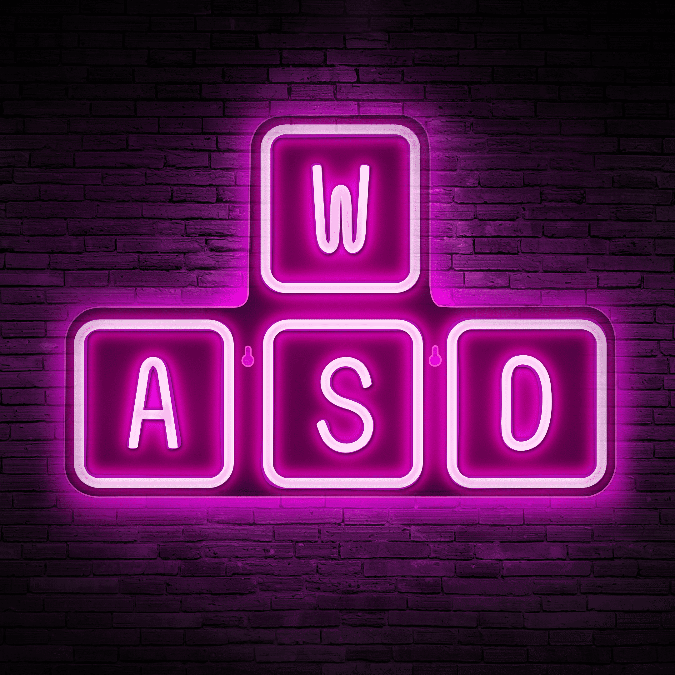 Lumoonosity WASD Neon Sign - USB Powered Pink Keyboard Neon Lights ...