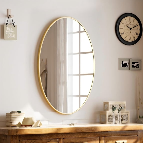 Lumora 20"x28" Oval Bathroom Mirror Wall-Mounted, Gold