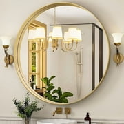 Lumora 24.2" Round Bathroom Mirror Deep Frame Vanity Mirror Wall Mounted, Gold