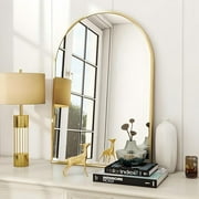 Lumora 24.5" x 16" Arched Bathroom Mirror Wall Mirror Leaning or Wall Mounted, Gold