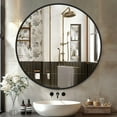 thumbnail image 1 of Lumora 24"x24" Round Wall Bathroom Mirror Wall-mounted Mirror with Aluminum Frame,Black, 1 of 6