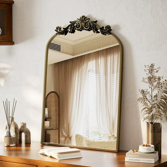 Lumora 24"x38" Vintage Mirror Arched Antique Mirror for Bathroom Wall,Bronze