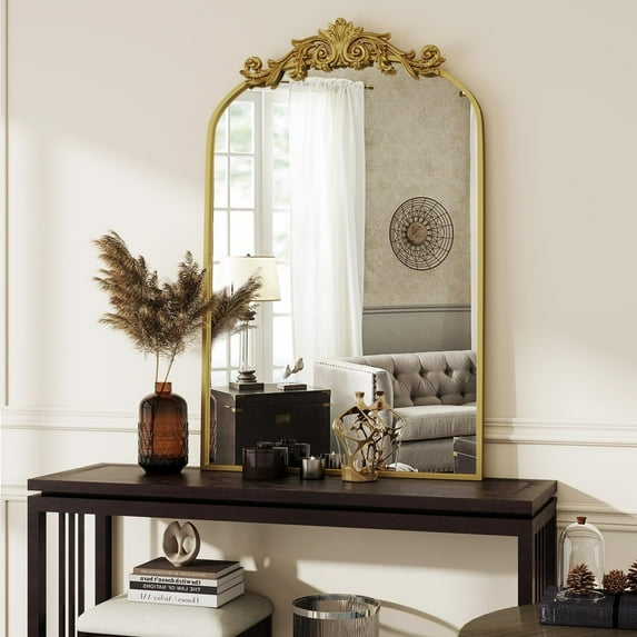 Lumora 24"x38" Vintage Mirror Arched Antique Mirror for Bathroom Wall,Gold