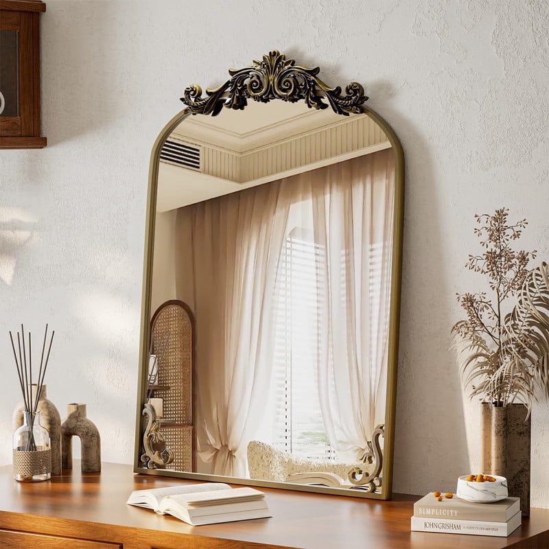 Lumora 26"x40" Arched Vintage Mirror Decorative Bathroom Wall Mirror,Bronze