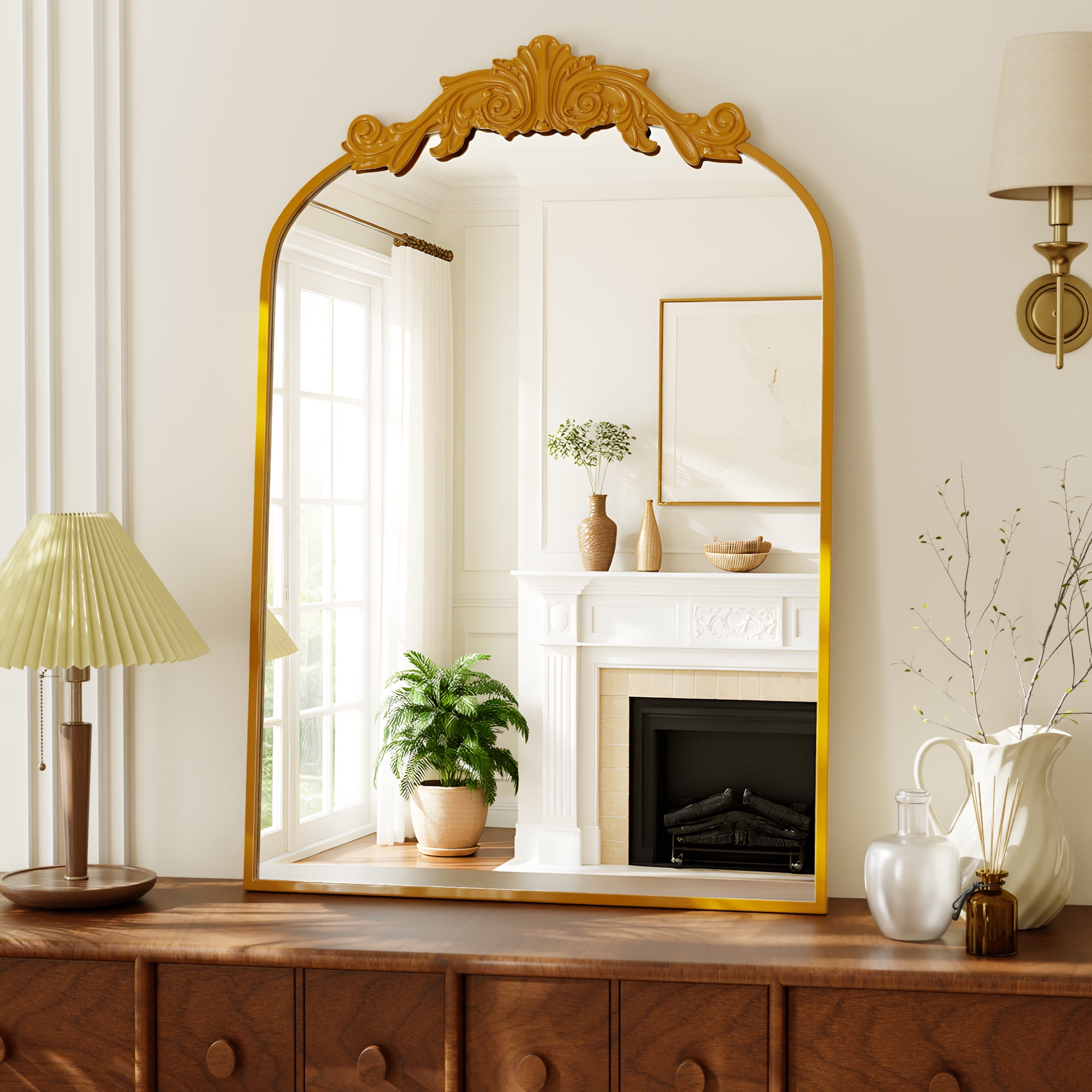 Lumora 26"x40" Vintage Mirror Arched Antique Mirror for Bathroom Wall,Gold