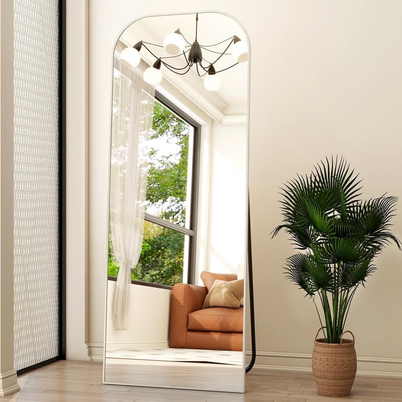 Lumora 26"x71" Full Length Mirror Top Rounded Corner Aluminum Frame Hanging or Leaning Wall Floor,Silver