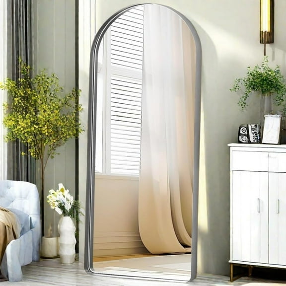 Lumora 30" x 71" Arched Full Length Mirror Floor Mirror with Stand, Silver