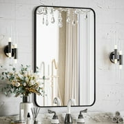 Lumora 36.2"x24" Rectangle Rounded Corner Wall Mirror Wall-mounted Bathroom Mirror,Black
