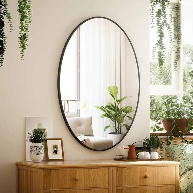 Lumora 36"x 24.25" Bathroom Oval Mirror Wall Mirror Wall Mounted, Black
