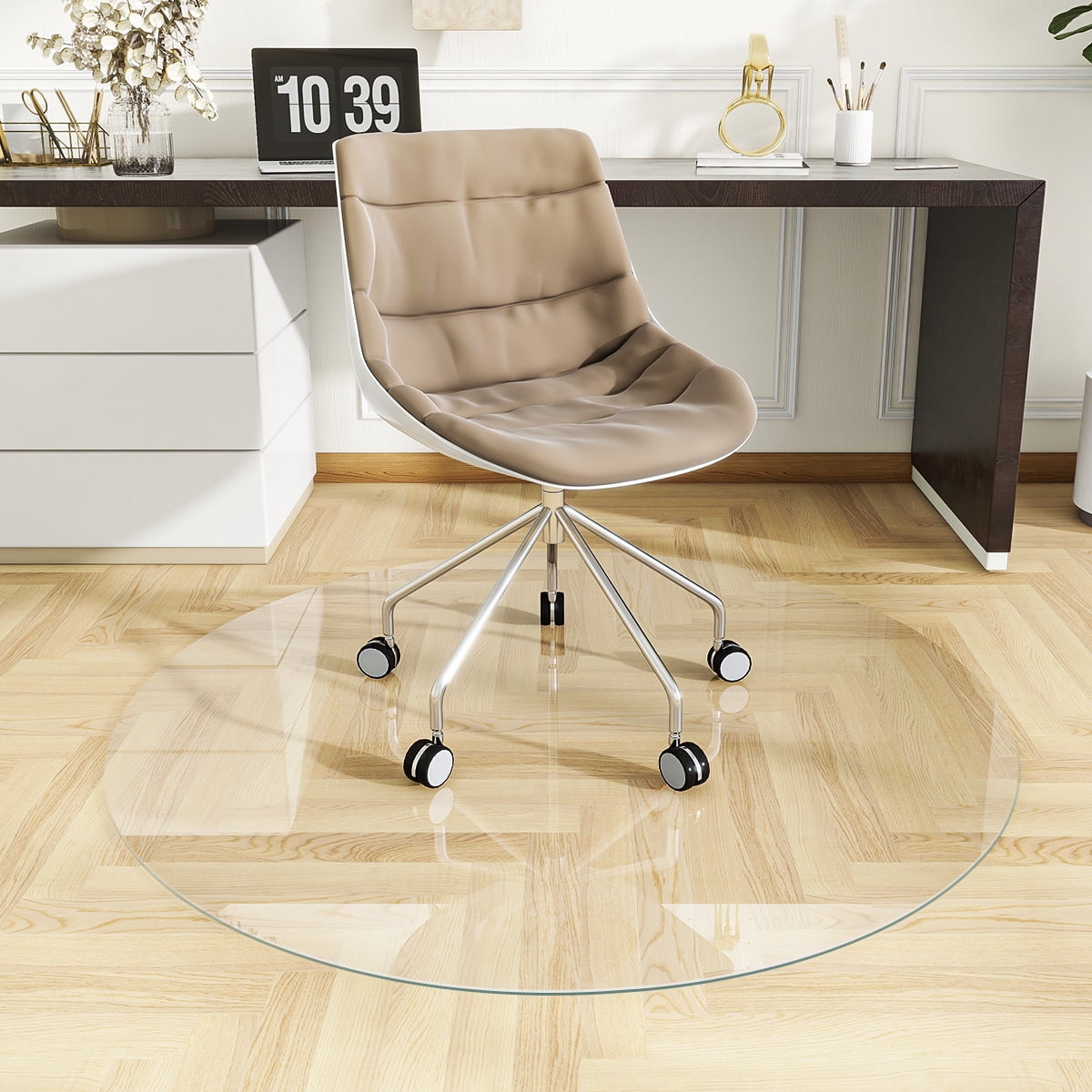 Glsland Office Chair Mat 46 X 55 Premium Tempered Glass Computer Desk Mats Hard Protect Floor Easy Glide Swivel Chairs Used On Carpet In Home And Office Rectangle Heavy Duty - View #9