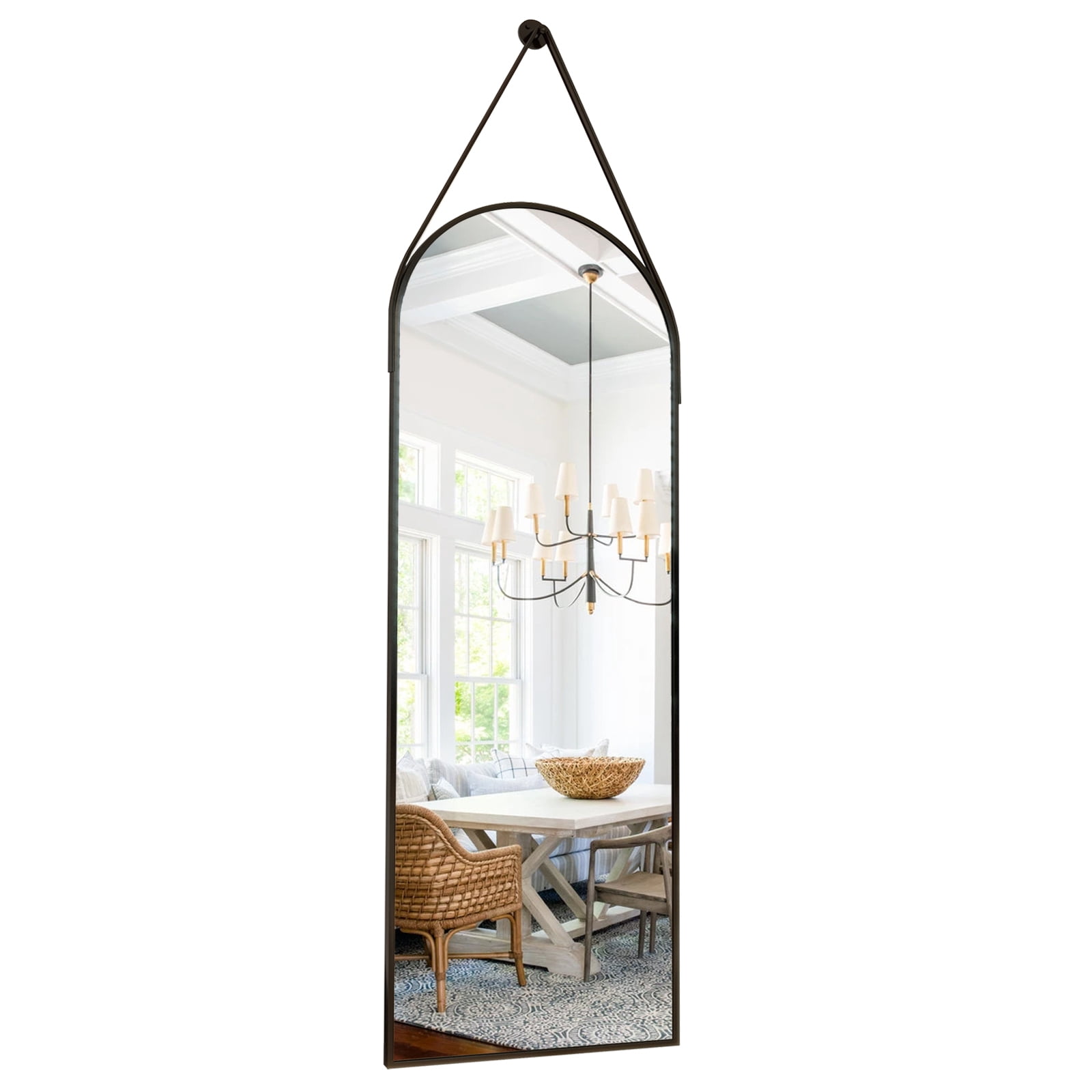 Lumora 48"x16.1" Full Length Mirror Arch Floor Mirror Wall Mirror, Black