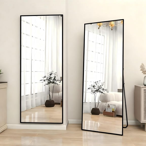 Lumora 56"x21.1" Full Length Floor Mirror Rectangular Freestanding Leaning Wall-Mounted Mirror, Black