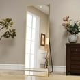 thumbnail image 1 of Lumora 58.3"x 18" Rectangular Full Length Mirror With Stand Wall Mounted or Leaning Floor Mirror, Gold, 1 of 6