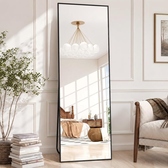 Lumora 59.3"x 16" Full Length Mirror with Frame Large Wall Mounted or Leaning Floor Mirror, Black