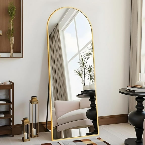 Lumora 59"x 16.2" Arched Full Length Mirror Floor Mirror Wall Mounted, Gold