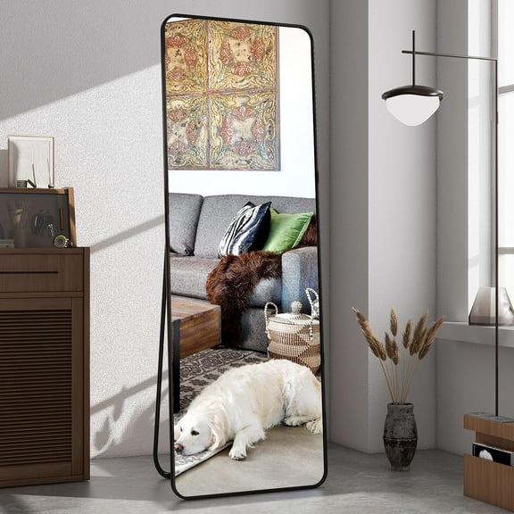 Mirstory 59"x 16.2" Full Length Mirror Standing Full Body Mirror with Rounded Corners, Black