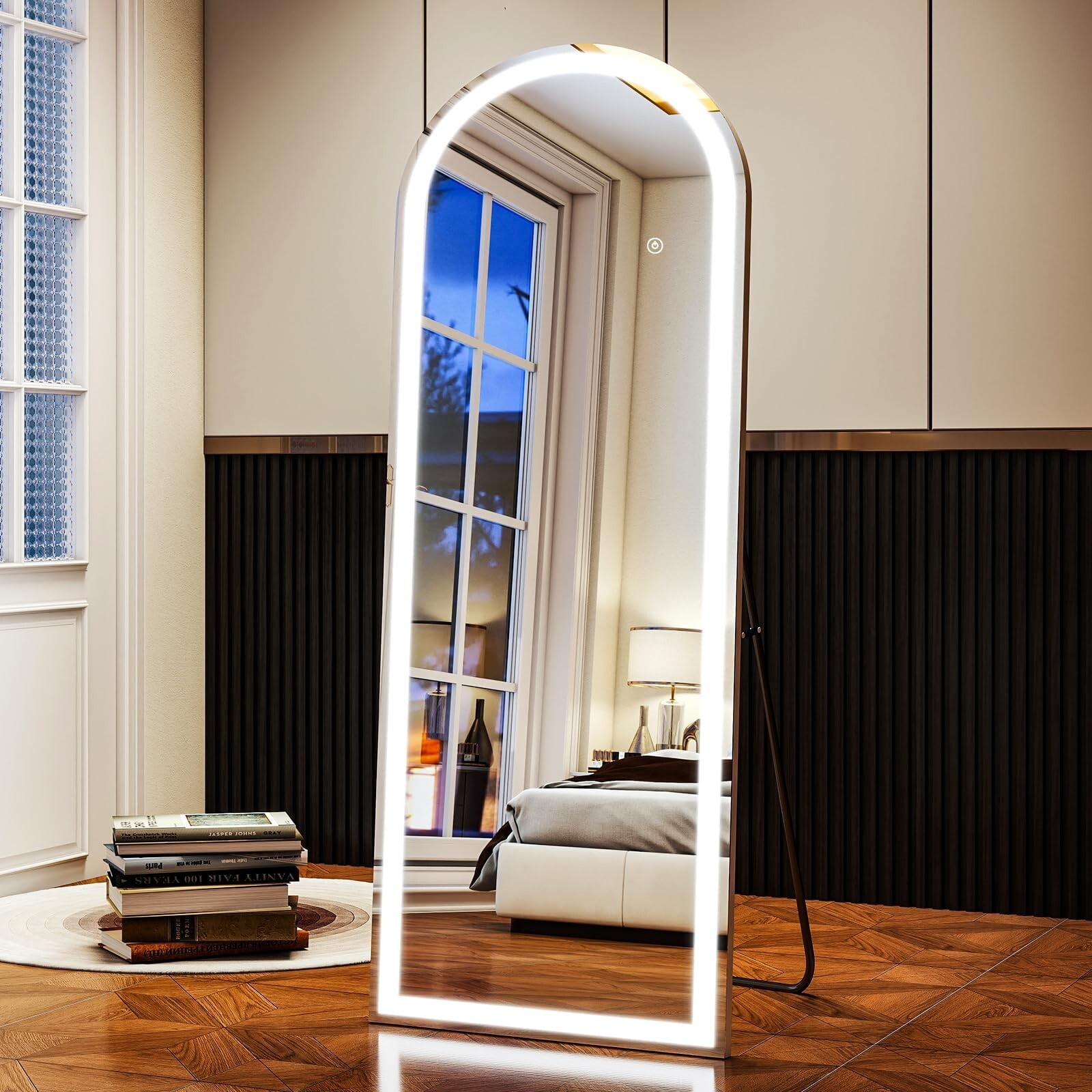 Lumora 63"x20" Arched Full Length Mirror with LED Lights Wall Mounted ...