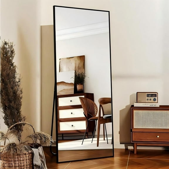 Lumora 64.3"x 21" Full Length Mirror with Frame Large Wall Mounted or Leaning Floor Mirror, Black