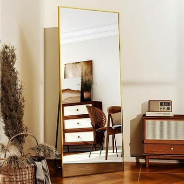 Lumora 64.3"x 21" Full-Length Mirror with Frame Large Wall-Mounted or Leaning Floor Mirror, Gold