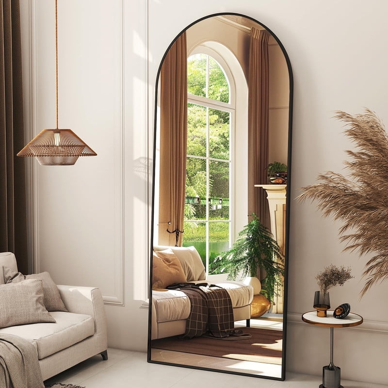 Lumora 65"x24.5" Arched Full Length MirrorFree-Standing Wall Mounted Floor Mirrors, Black