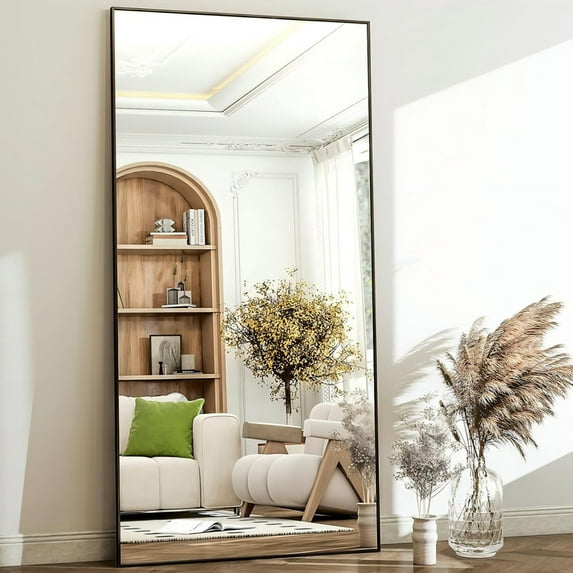 Lumora 71.3"x 30" Full Length Mirror, Bedroom Floor Body Mirror with Stand, Black