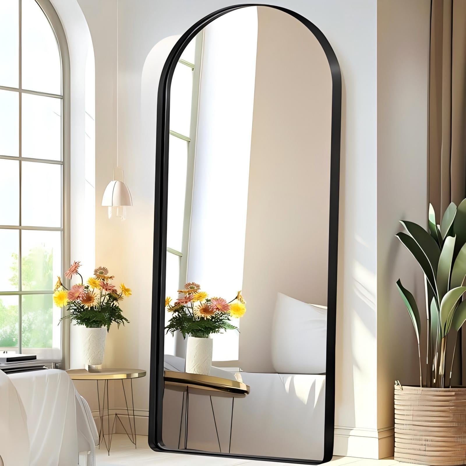 Lumora 71"x 30.5" Arched Full Length Mirror Aluminum Alloy Frame Wall-Mounting or Leaning,Black