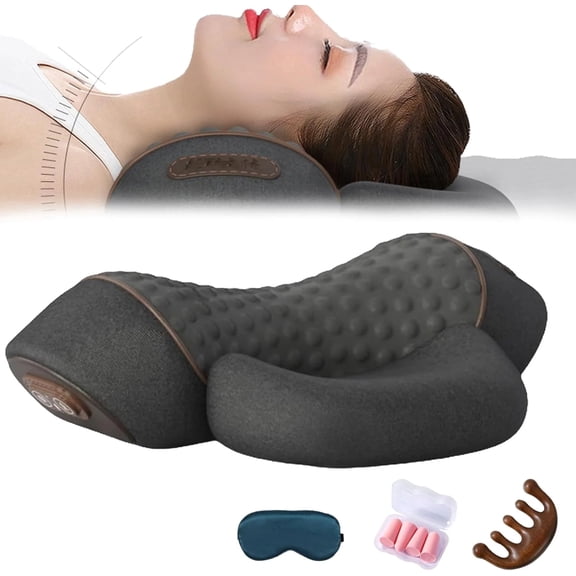 Lumora Heated Neck Massage Pillow, Ergonomic Cervical Support Pillow for Neck Muscle Relief