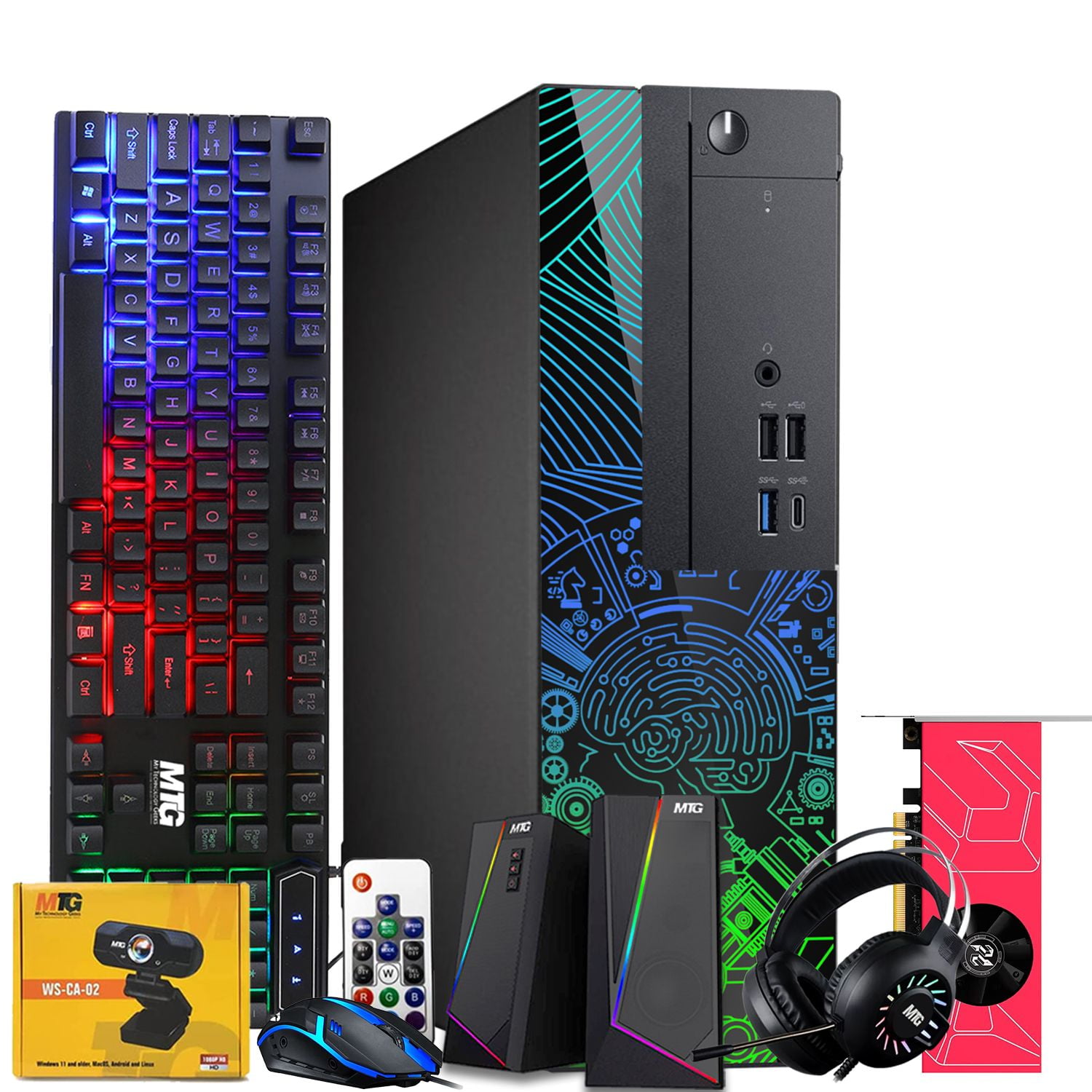 Gaming PC Desktop Intel core i7, TechMagnet Horizon+ with AMD RX-550 4GB  DDR5, 16GB RAM, 240GB SSD + 2 TB HDD, HDMI, DVI, VGA, RGB Keyboard, Mouse