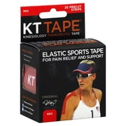KT Tape, Original Cotton, Elastic Kinesiology Athletic Tape, 20 Count, 10  Precut Strips, Red